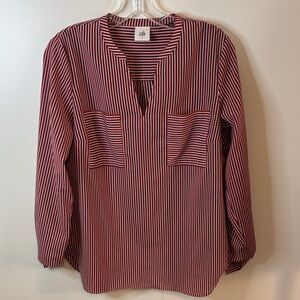 CAbi Red, Blue and White Striped Top | V-neck | S